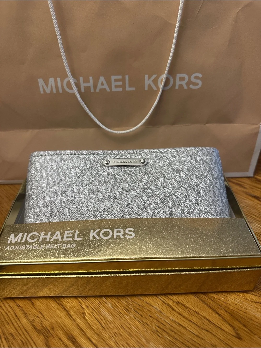 Michael Kors Metallic Silver Signature Belt Bag